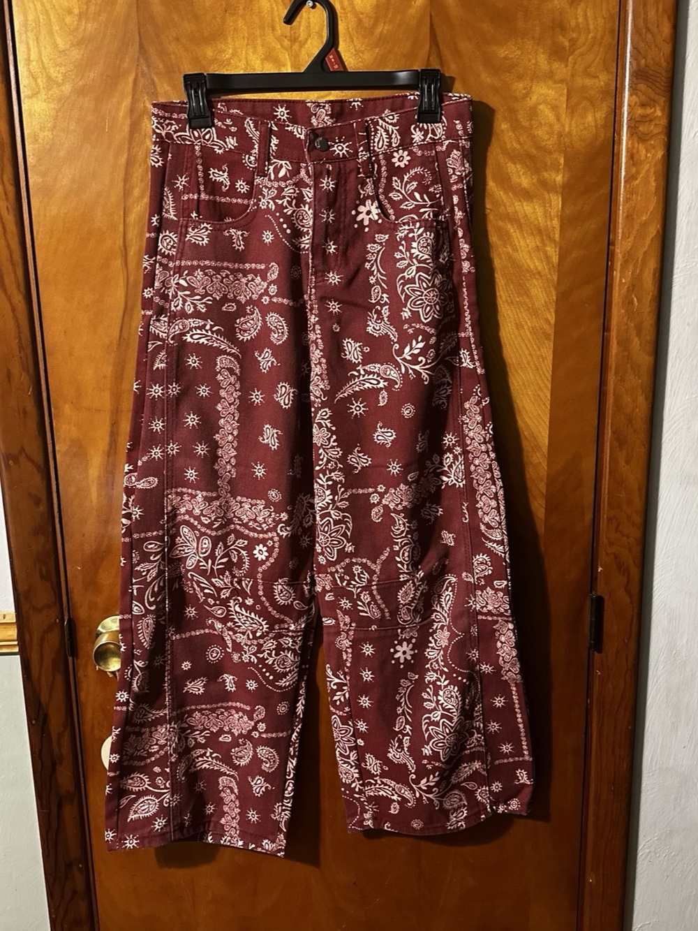 Maroon Burgundy, bandanna pants jeans
